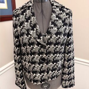 Talbots Black and White Patterned Blazer
